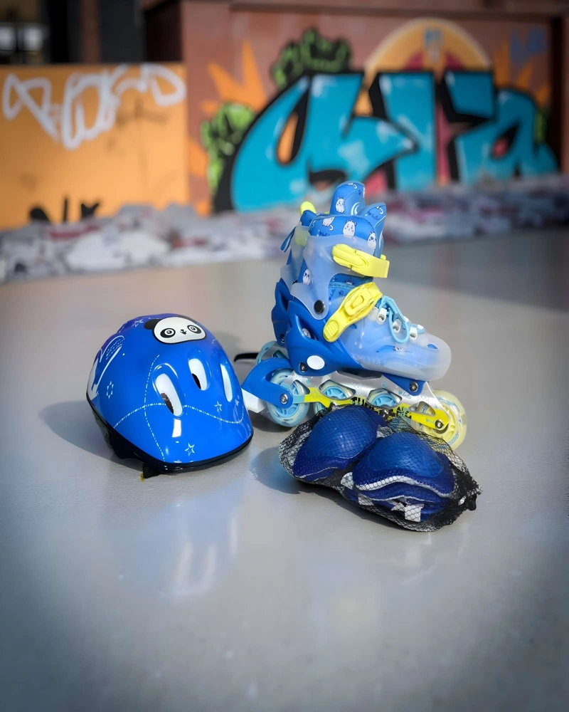 PATINES LINEAL CON LUCES Y KIT TALLA S 31-34 AZUL CLARO - 4