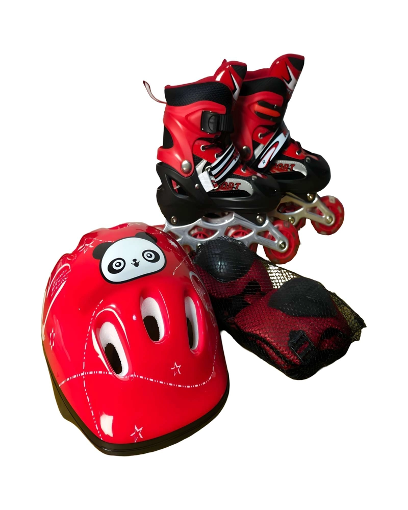 PATINES LINEAL CON LUCES Y KIT TALLA S 31-34 ROJO - 1
