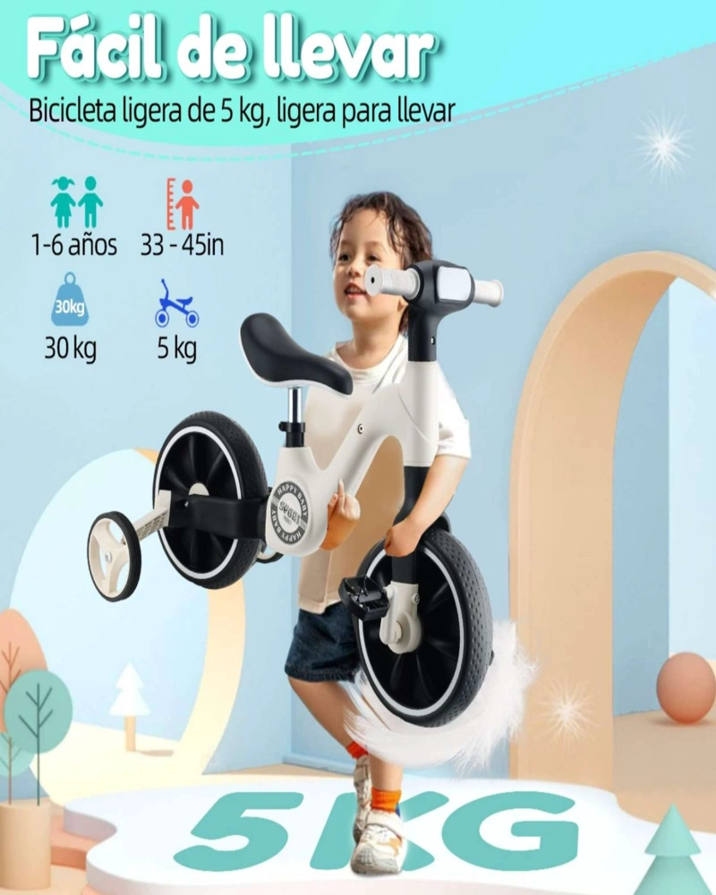 BICICLETA TRICICLO DE EQUILIBRIO NIÑO NIÑA INFANTIL VERDE - 4