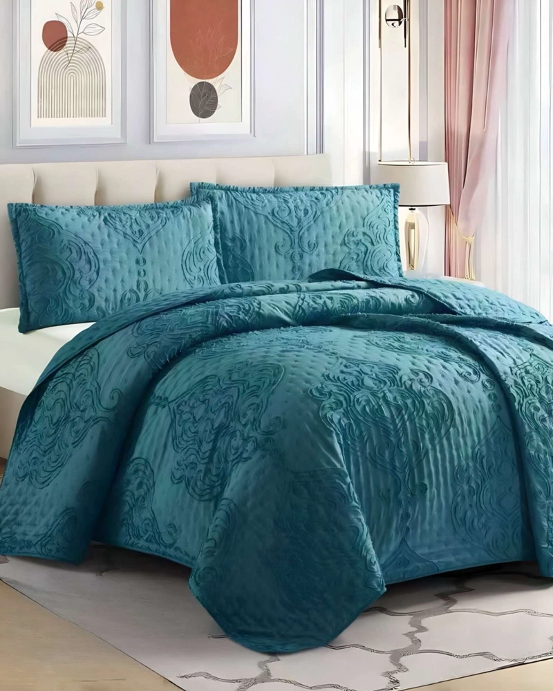 COBERTOR COLCHA QUILT TUFTING DE LUJO SUAVE 2 PLAZAS - 3
