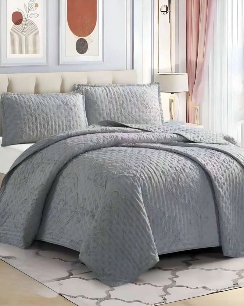 COBERTOR COLCHA QUILT TUFTING DE LUJO SUAVE KING - 3