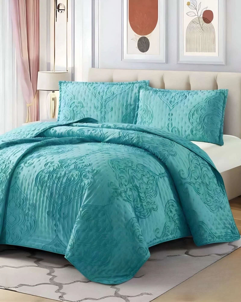 COBERTOR COLCHA QUILT TUFTING DE LUJO SUAVE 2 PLAZAS - 4