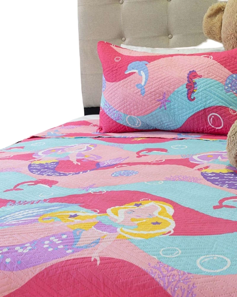 CUBRECAMA QUILT PRIMAVERA VERANO ROSA SIRENA - 1