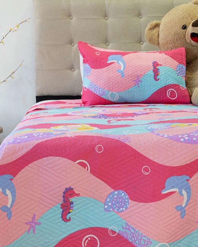 CUBRECAMA QUILT PRIMAVERA VERANO ROSA SIRENA - 3