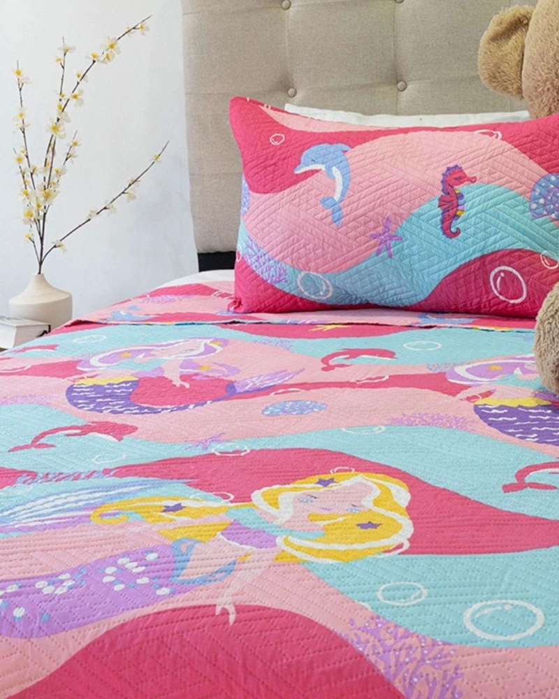 CUBRECAMA QUILT PRIMAVERA VERANO ROSA SIRENA - 4