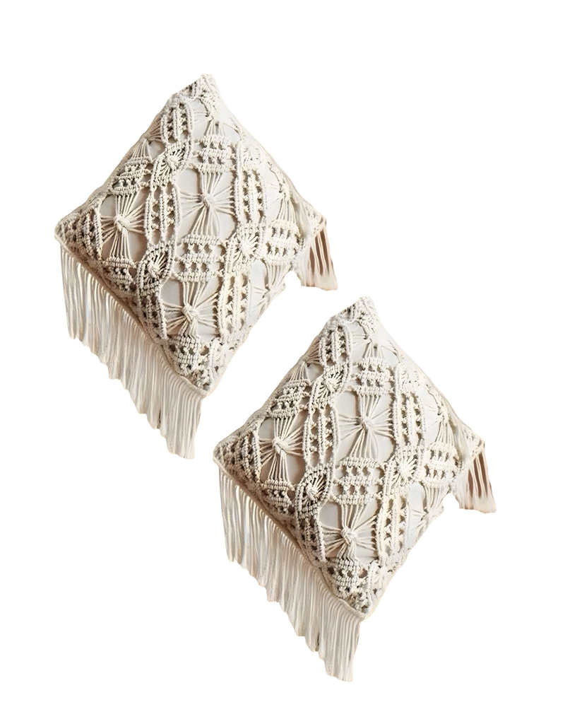 FUNDAS DE COJIN SET DE 2  ESTILO BOHEMIO 45X45 CM BLANCO 06 - 1