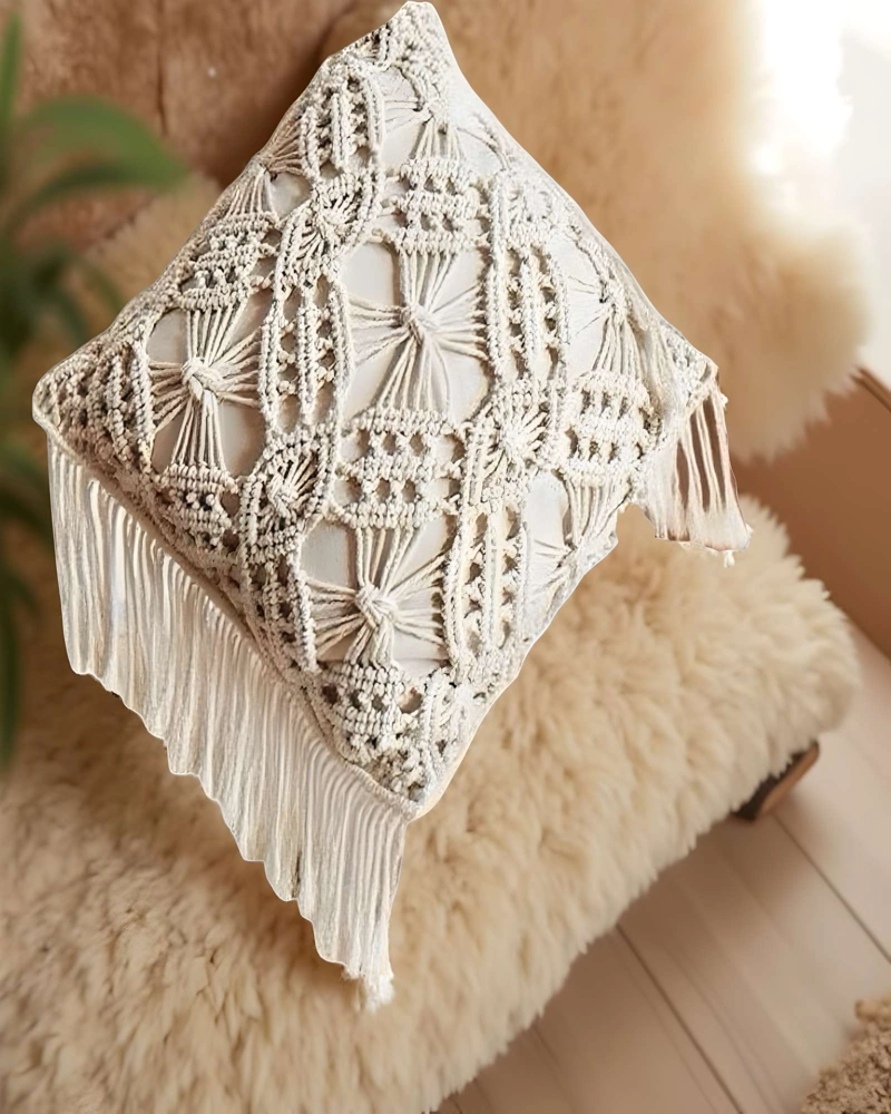 FUNDAS DE COJIN SET DE 2  ESTILO BOHEMIO 45X45 CM BLANCO 06 - 4