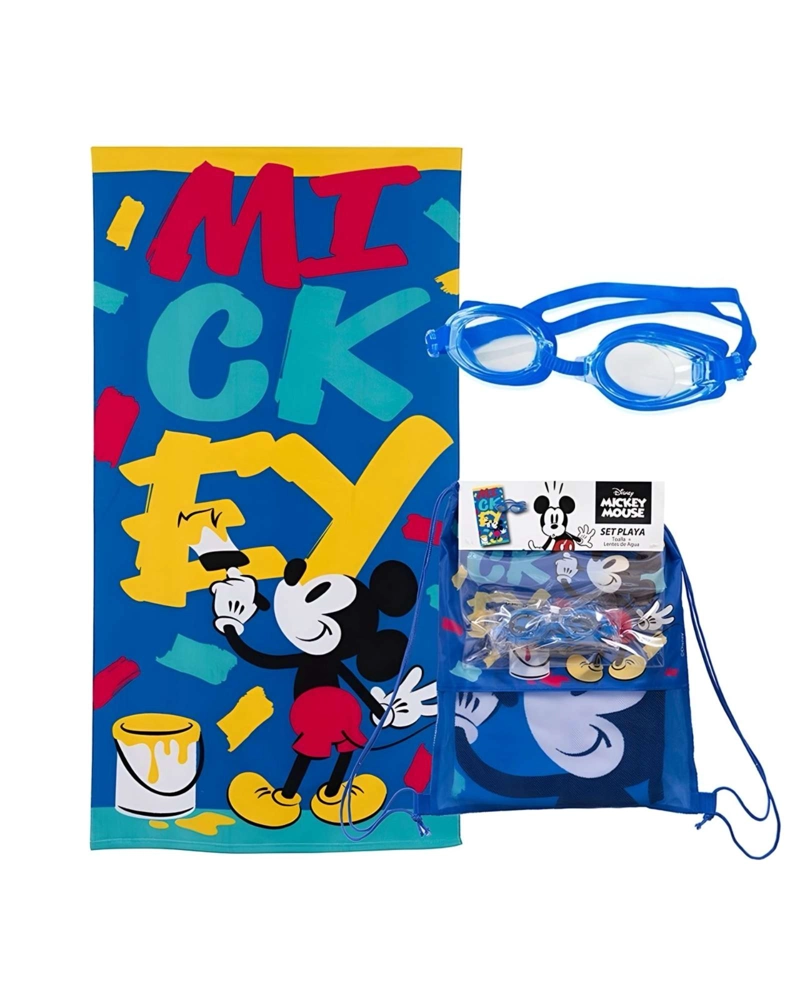 TOALLA DE BAÑO NIÑO NIÑA CON LENTES DE AGUA Y BOLSO MICKEY - 4