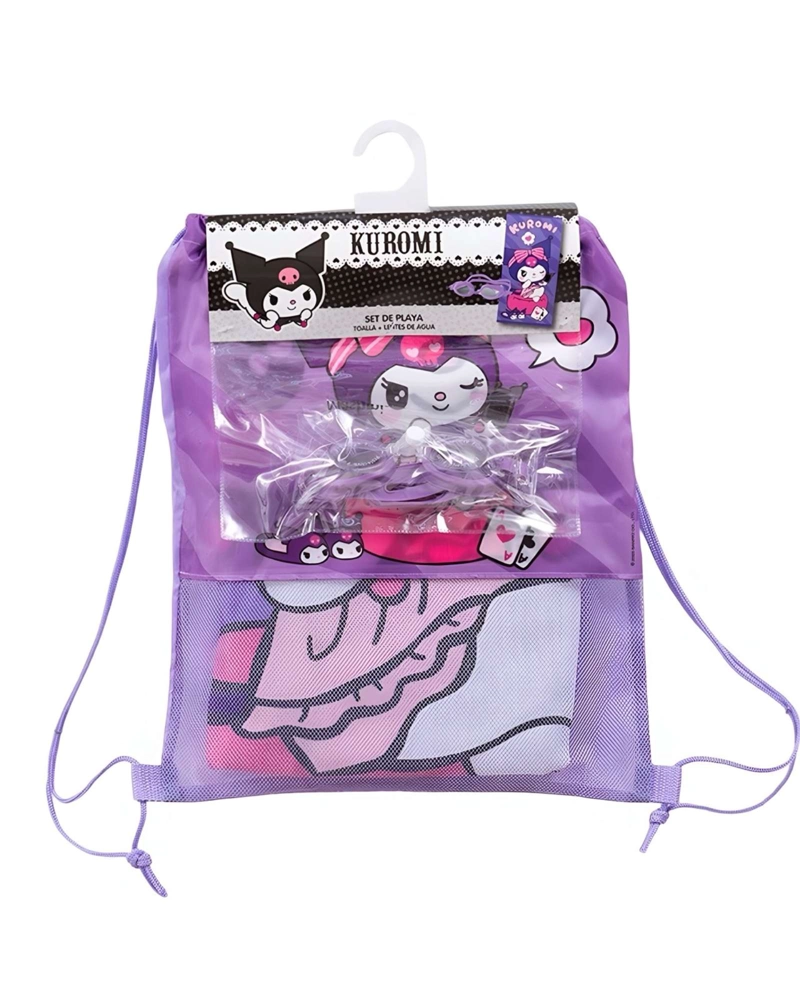 TOALLA DE BAÑO NIÑO NIÑA CON LENTES DE AGUA Y BOLSO KUROMI - 1