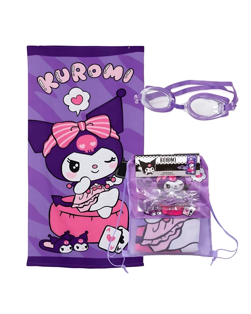 TOALLA DE BAÑO NIÑO NIÑA CON LENTES DE AGUA Y BOLSO KUROMI - 4
