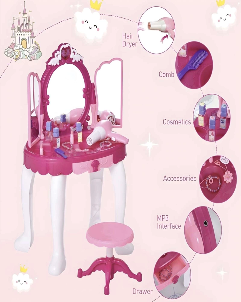 JUEGO SET PEINADORA DE BELLEZA ESPEJO MAGICO INFANTIL - 4
