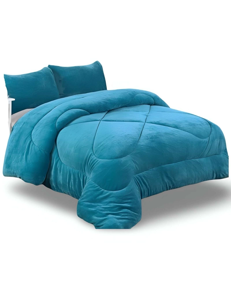 COBERTOR DE INVIERNO UNICOLOR PLUSH CON CHIPORRO PLAZA Y MEDIA S54 - 1