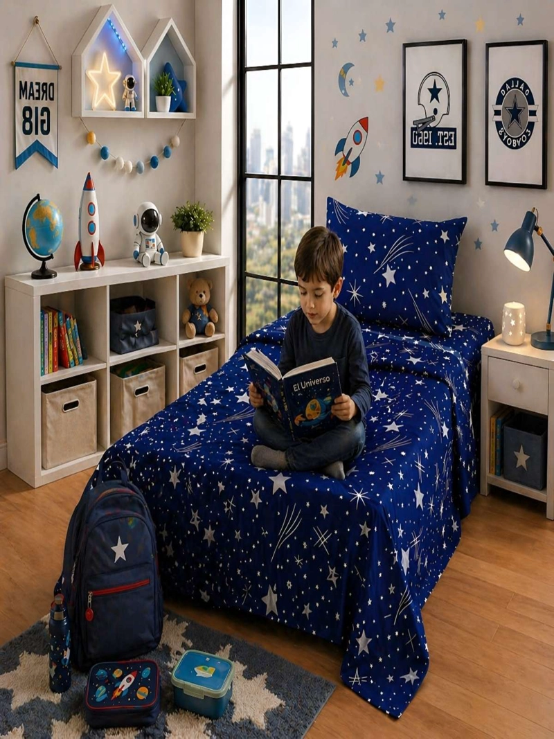 SABANAS INFANTILES 1,5 PLAZAS DISEÑO ESTRELLAS ULTRA SUAVE - 2