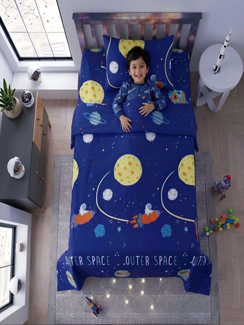 SABANAS INFANTILES  1,5 PLAZAS DISEÑO DE PLANETAS ULTRA SUAVE - 5