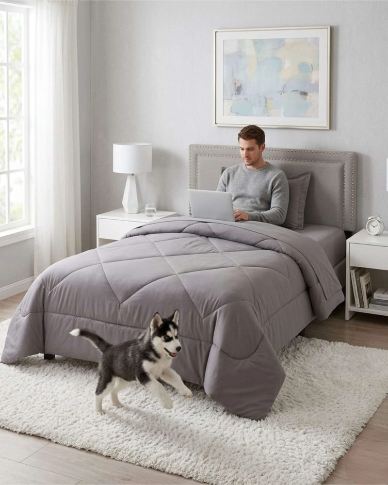 SET DORMITORIO PLAZA Y MEDIA PLUMON NORDICO + JUEGO DE SABANAS - 4