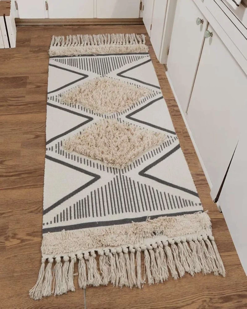 BAJADA DE CAMA DE LINO ESTILO BOHO  MEDIDA 60 CM X 90 CM - 1