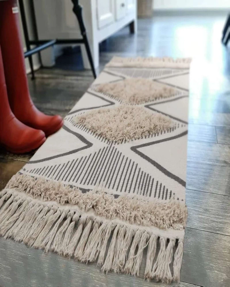 BAJADA DE CAMA DE LINO ESTILO BOHO  MEDIDA 60 CM X 90 CM - 3