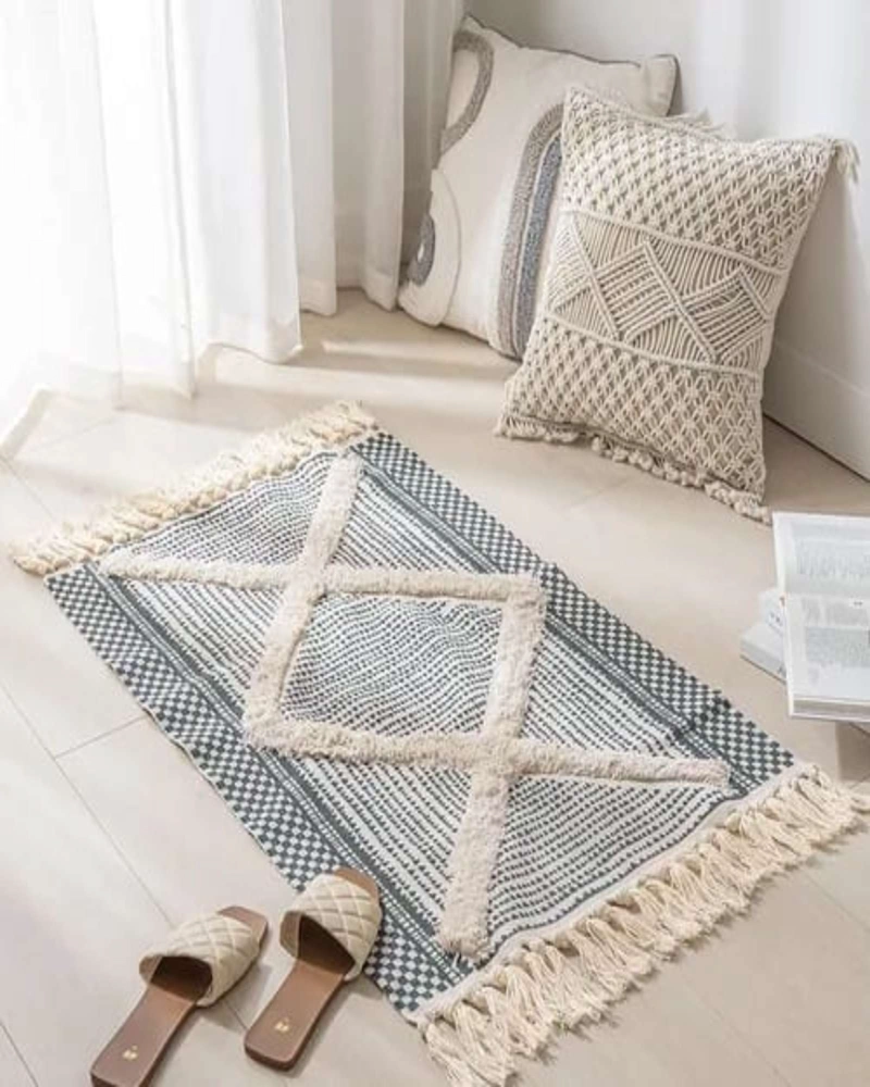 PACK DE 2 BAJADA DE CAMA DE LINO ESTILO BOHO  MEDIDA 60 CM X 90 CM - 5