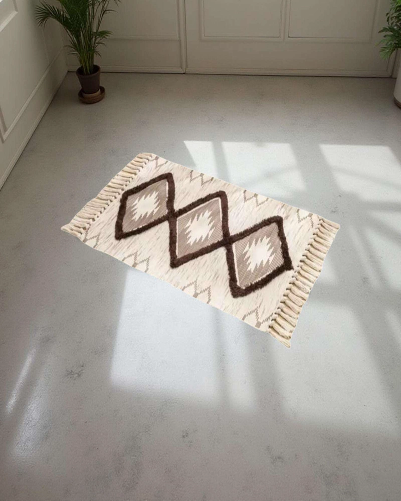 BAJADA DE CAMA DE LINO ESTILO BOHO  MEDIDA 60 CM X 90 CM - 1