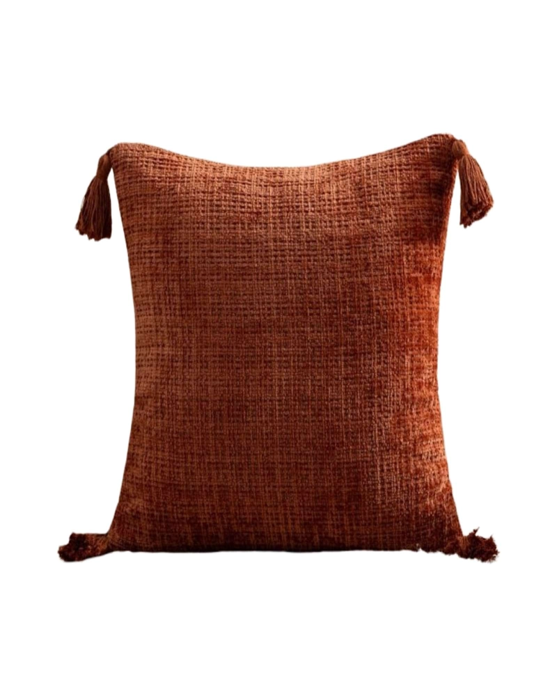 FUNDAS DE COJIN CUADRADAS  CHENILLE CON BORLAS PACK DE 2 PIEZAS - 1