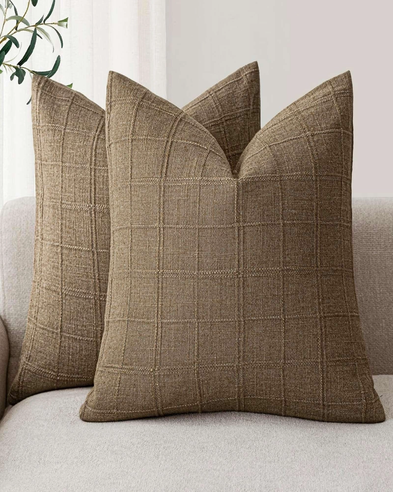 FUNDAS DE COJIN JACQUARD CUADRILLE PACK DE 2 PIEZAS - 2