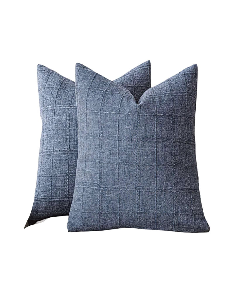 FUNDAS DE COJIN JACQUARD CUADRILLE PACK DE 2 PIEZAS - 1