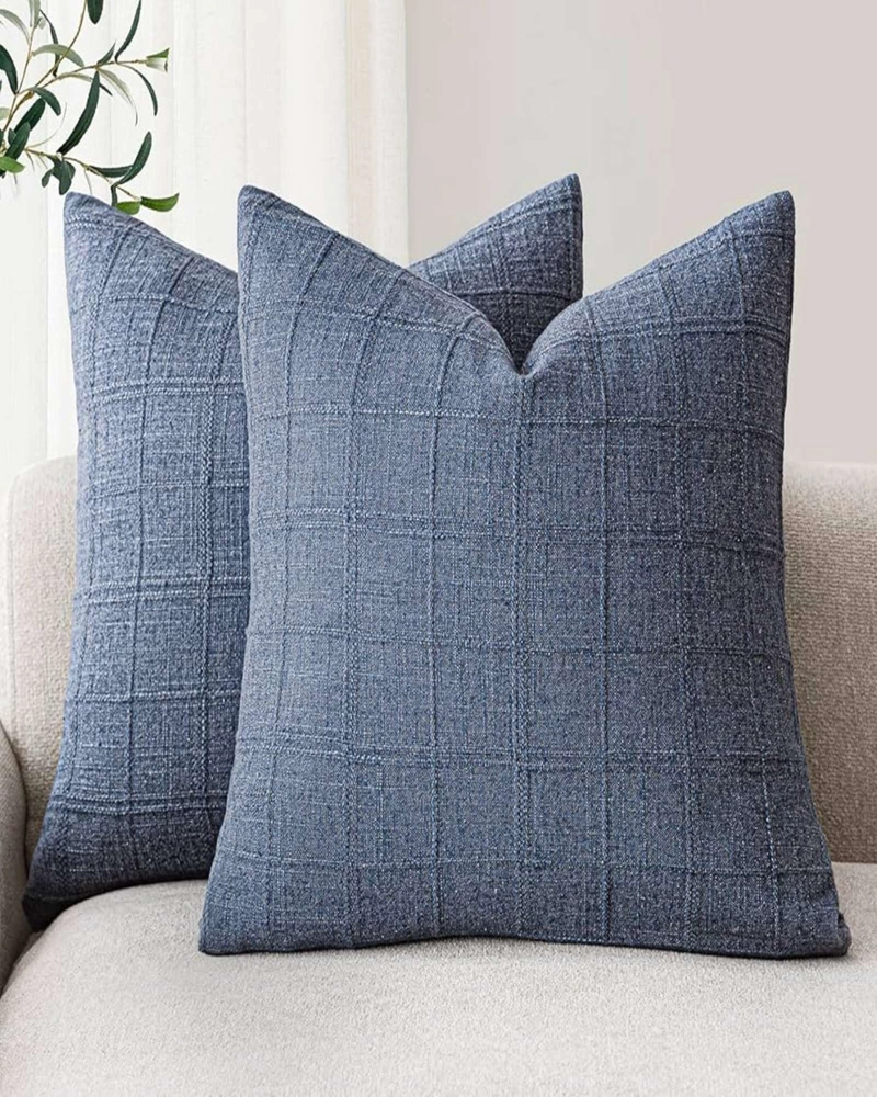 SET DE 2 FUNDAS DE COJIN JACQUARD CUADRILLE  (CON RELLENO) - 2