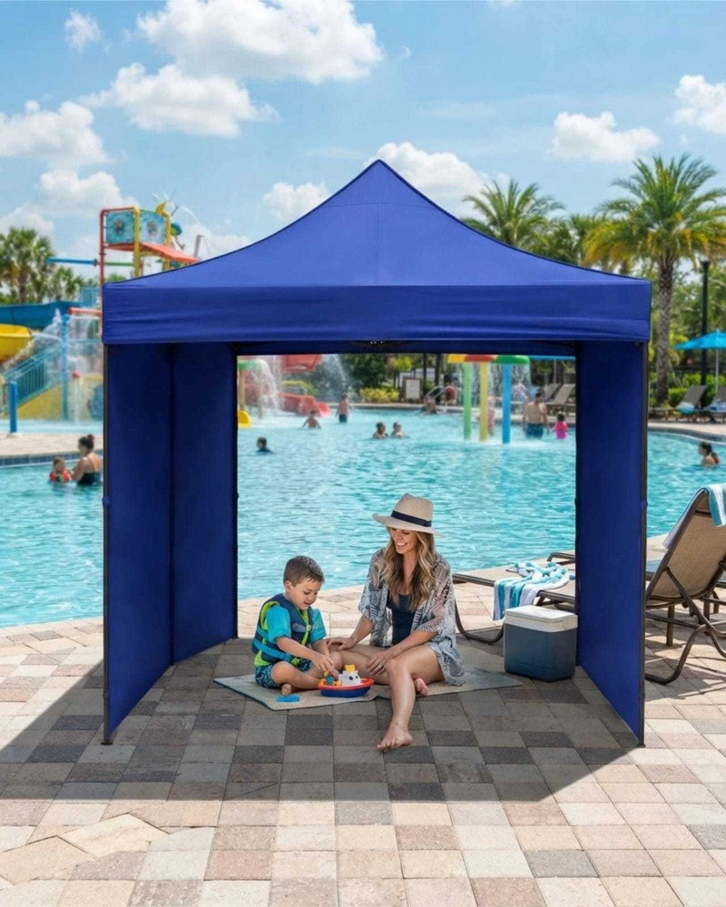 TOLDO PLEGABLE 3X3 METROS CARPA IMPERMEABLE CON CORTINAS LATERALES UV - 2