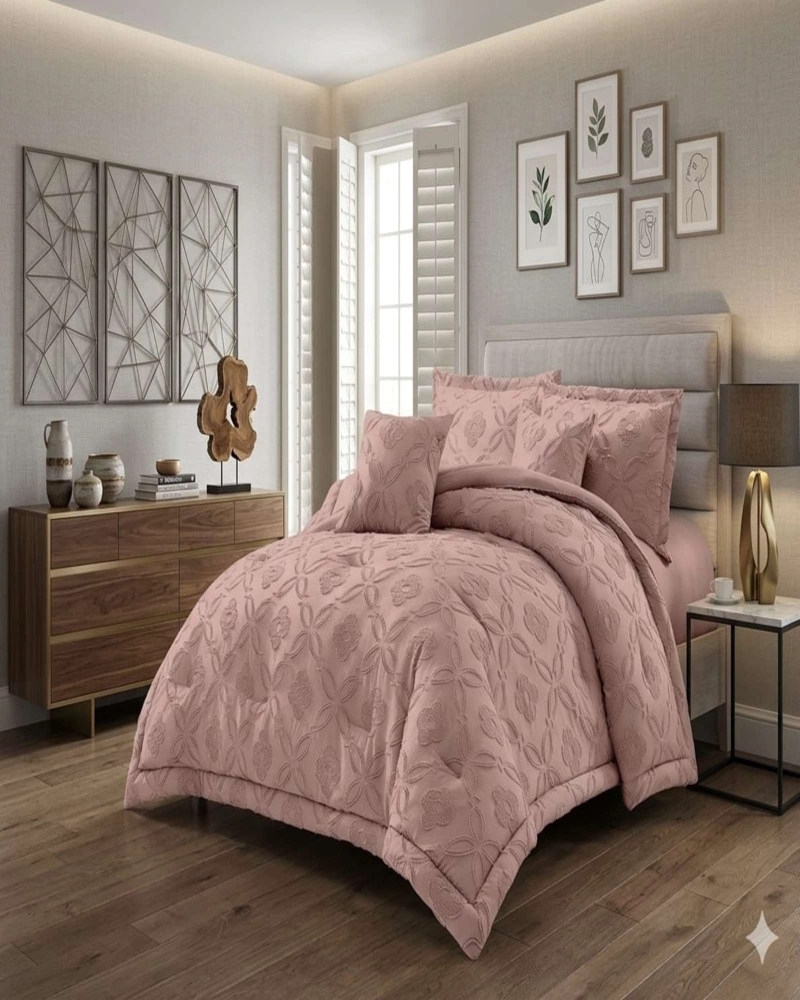 CUBRECAMA QUILT TEXTURIZADO INCLUYE FUNDAS DISEÑO FLORES PLAZA Y MEDIA - 2