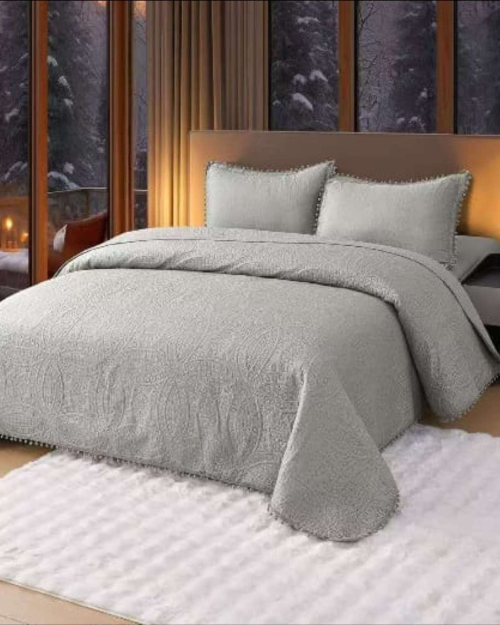 CUBRECAMA QUILT CON POMPONES 2 PLAZAS - 4