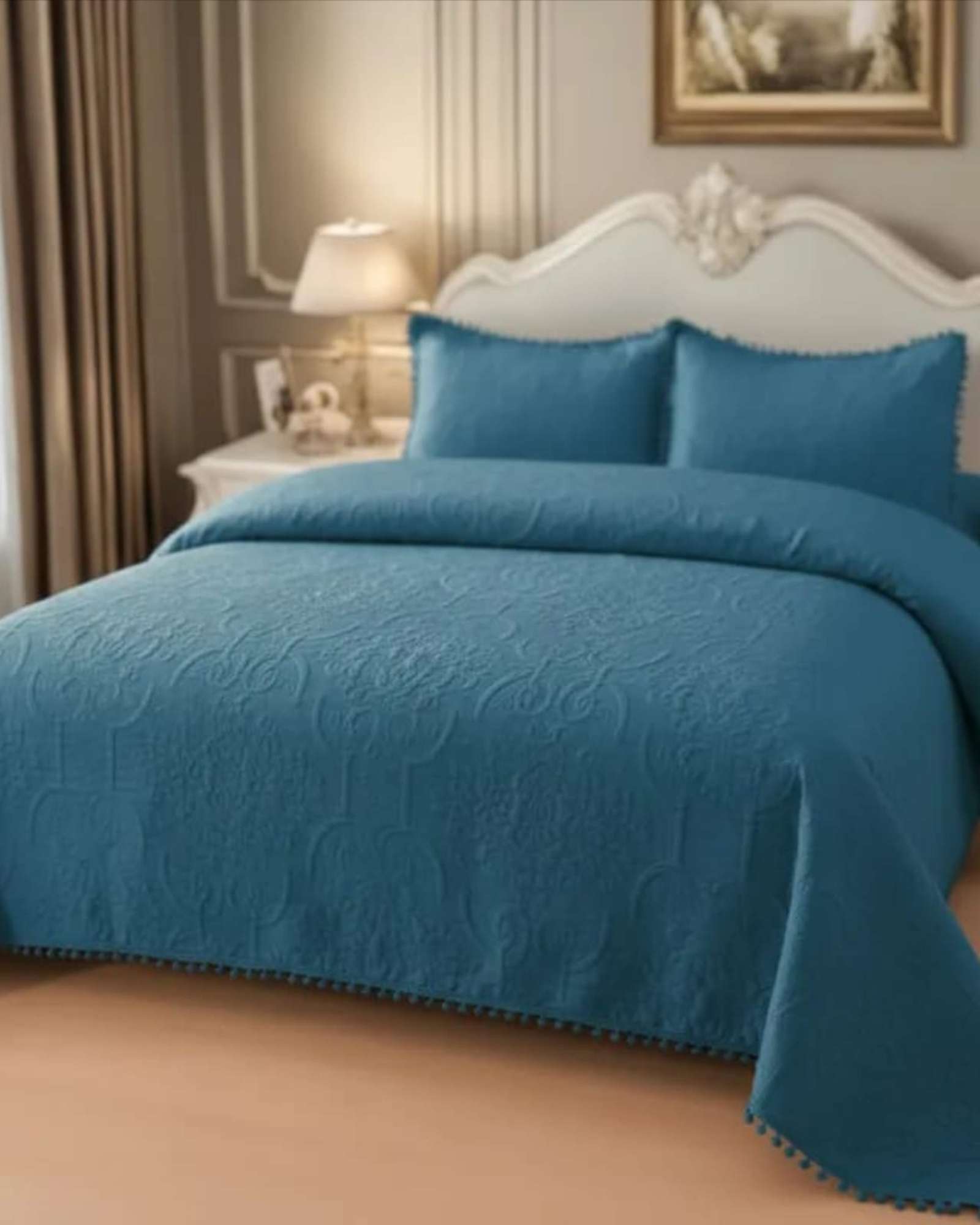 CUBRECAMA QUILT CON POMPONES KING-SUPER KING - 4