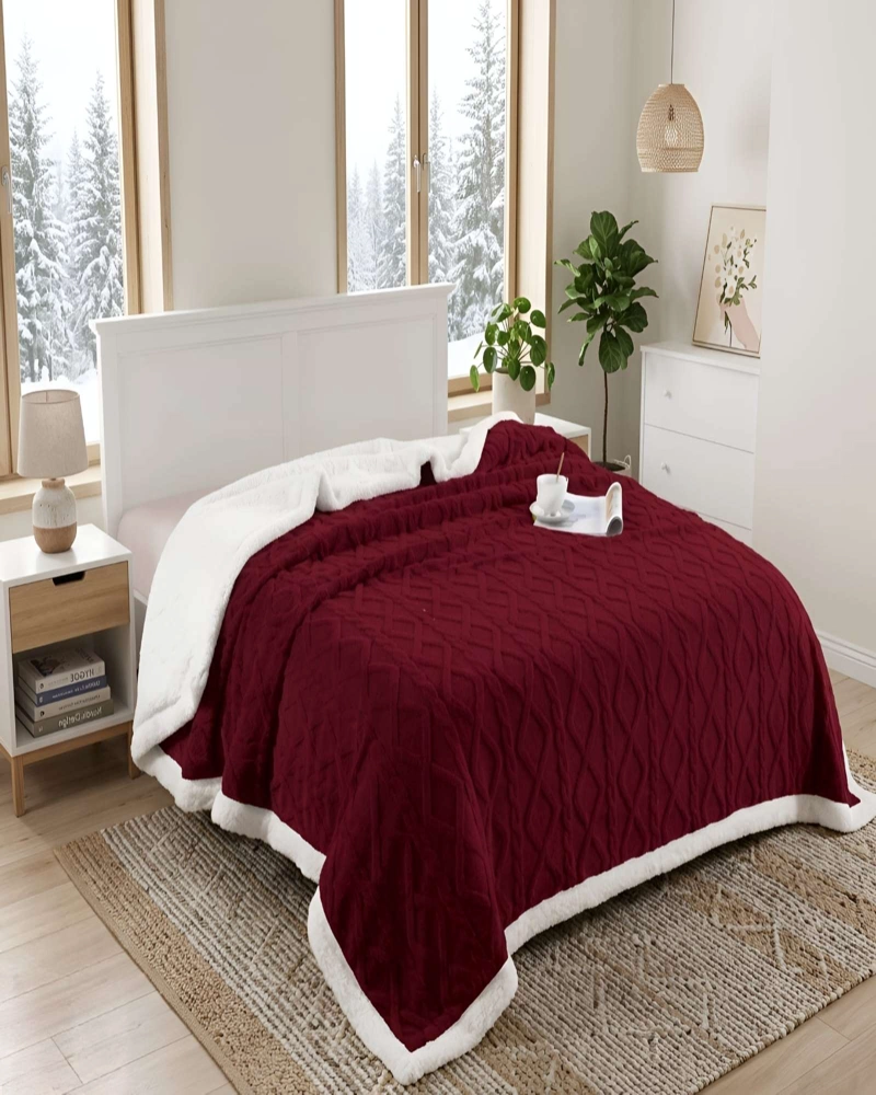 FRAZADA SHERPA ULTRA SUAVE CON RELIEVE DE DIAMANTES KING - 1