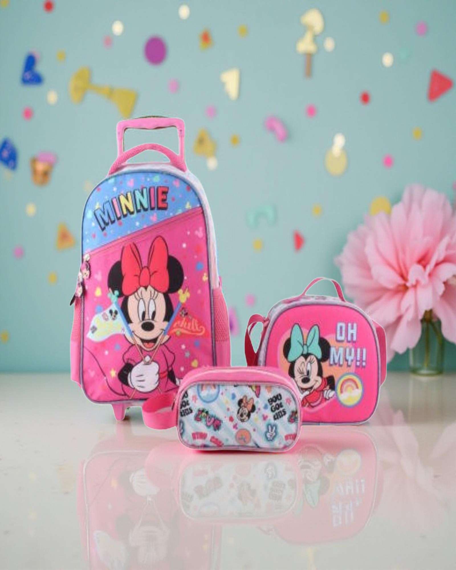 MOCHILA INFANTIL ESCOLAR CON RUEDAS SET DE 3 PIEZAS - 4