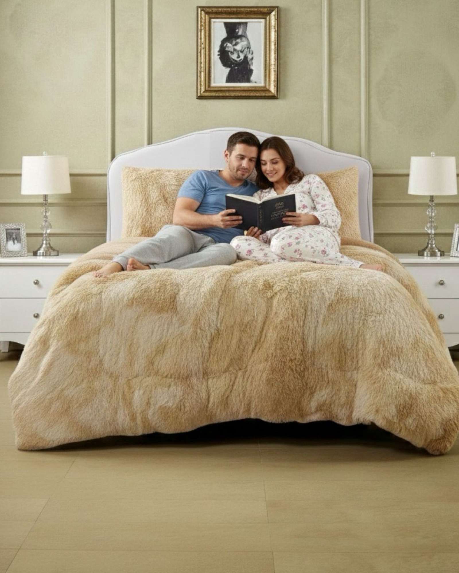 PLUMON CUBRECAMA 2 PLAZAS SHERPA PELUDO INVIERNO DISEÑO SUAVE - 1
