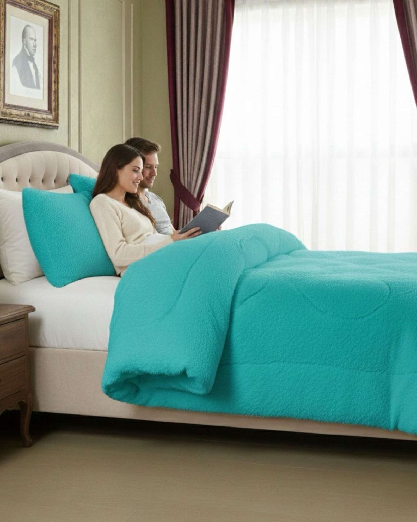 PLUMON CUBRECAMA 2 PLAZAS SHERPA PELUDO INVIERNO DISEÑO SUAVE - 2