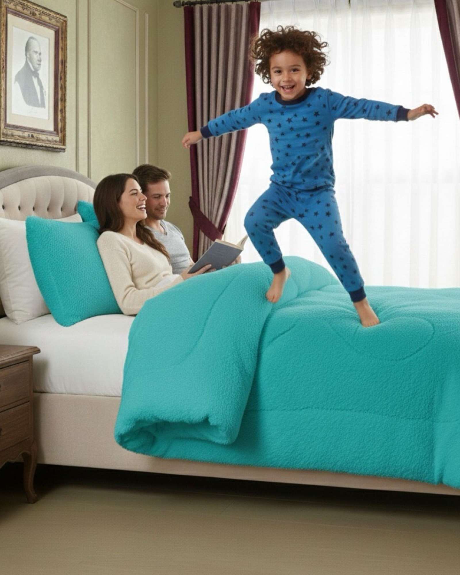 PLUMON CUBRECAMA 2 PLAZAS SHERPA PELUDO INVIERNO DISEÑO SUAVE - 5