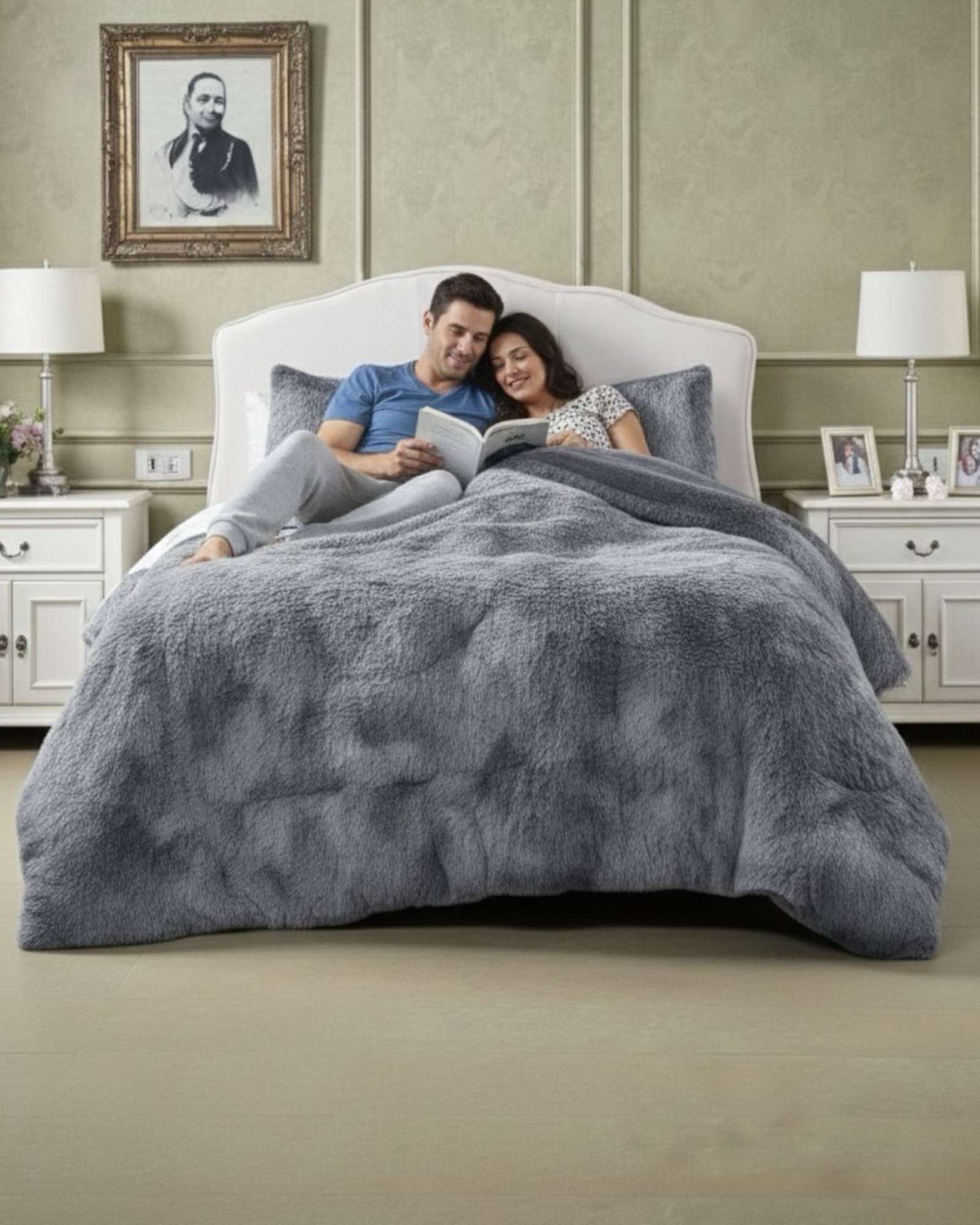 PLUMON CUBRECAMA 2 PLAZAS SHERPA PELUDO INVIERNO DISEÑO SUAVE - 1