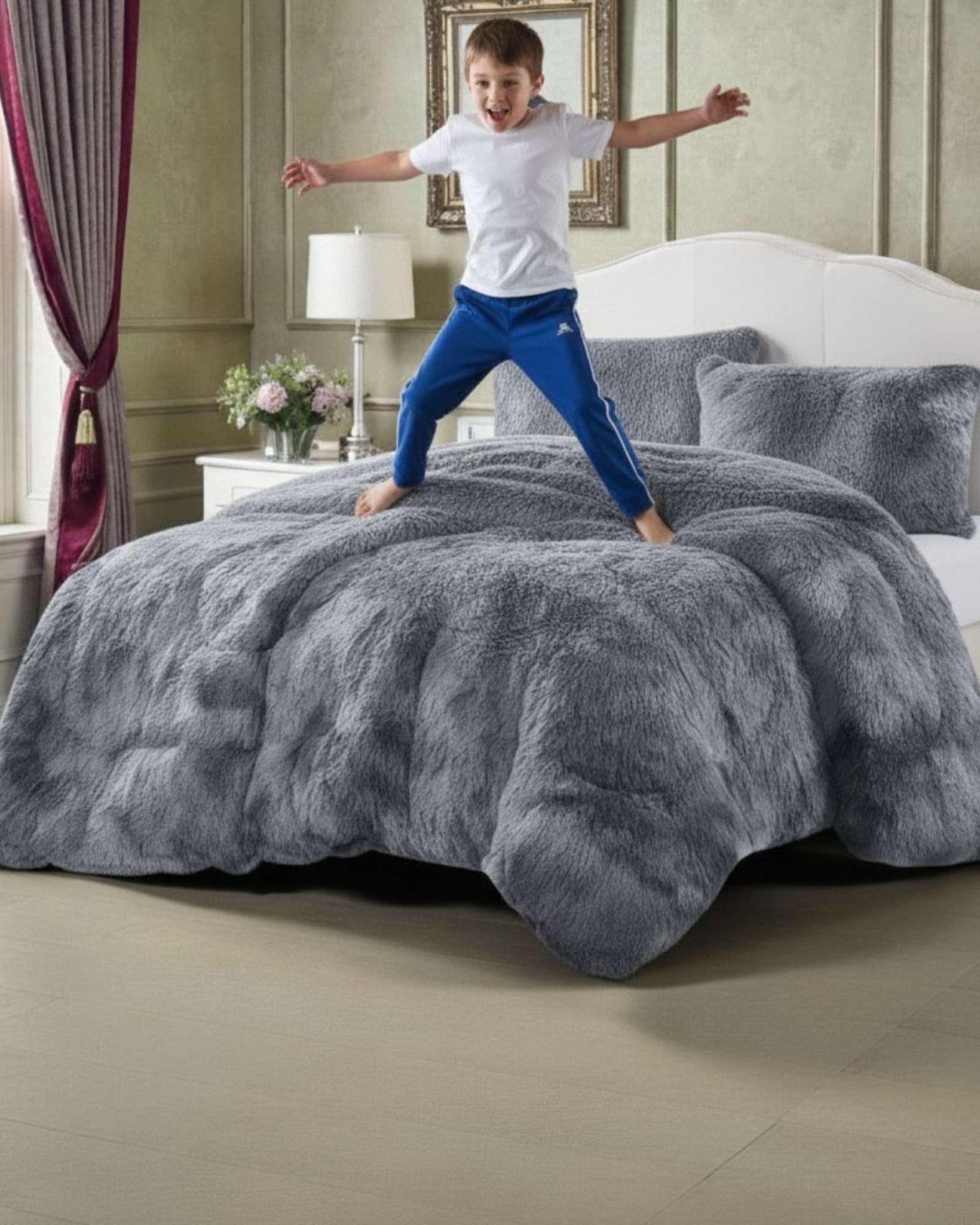 PLUMON CUBRECAMA 2 PLAZAS SHERPA PELUDO INVIERNO DISEÑO SUAVE - 5