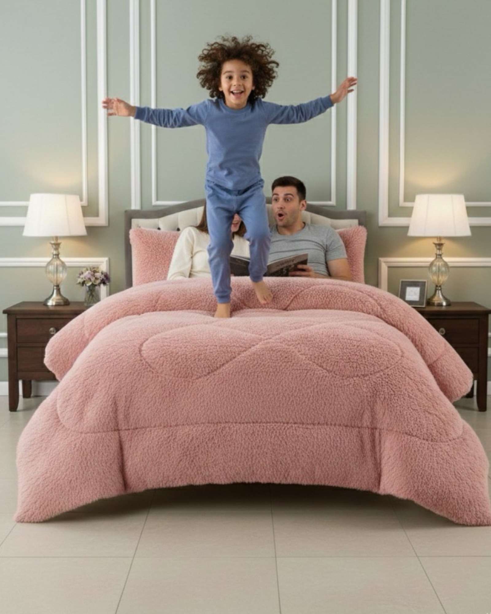 PLUMON CUBRECAMA 2 PLAZAS SHERPA PELUDO INVIERNO DISEÑO SUAVE - 5