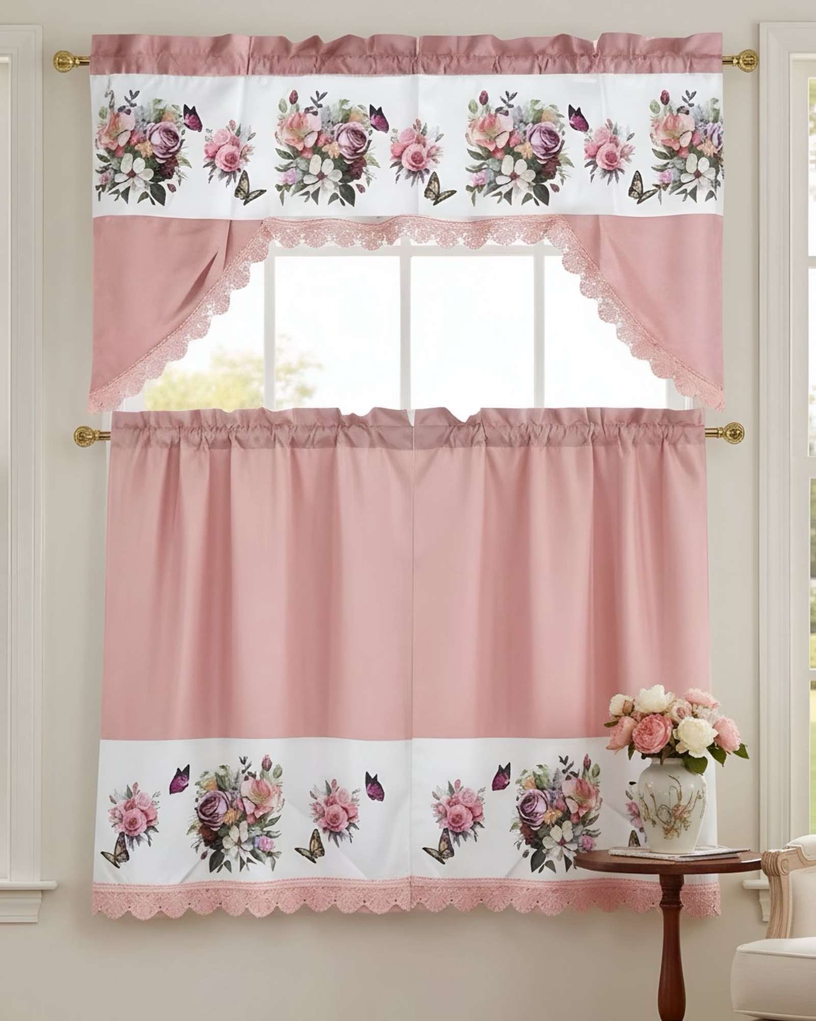 SET DE CORTINAS DE COCINA PACK DE 3 PIEZAS - 1