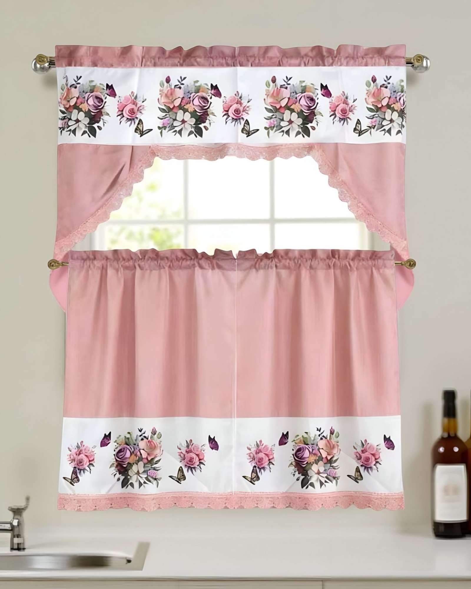 SET DE CORTINAS DE COCINA PACK DE 3 PIEZAS - 4