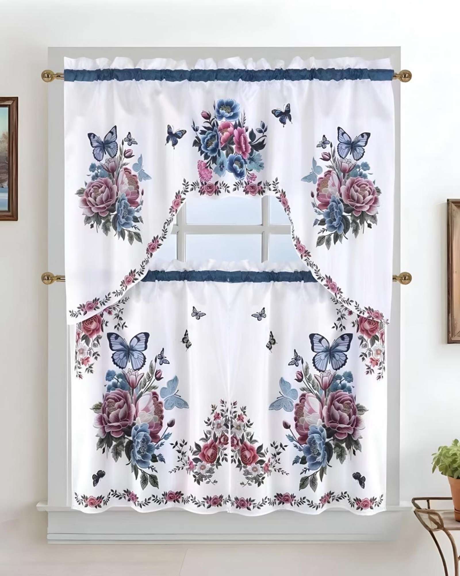 SET DE CORTINAS DE COCINA PACK DE 3 PIEZAS - 1