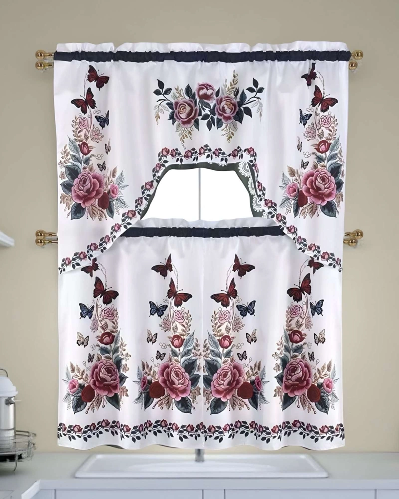 SET DE CORTINAS DE COCINA PACK DE 3 PIEZAS - 1