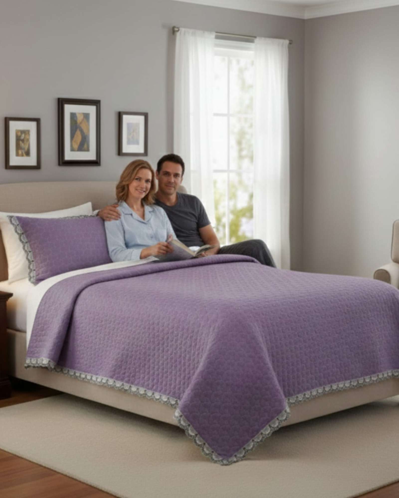 CUBRECAMAS QUILT BORDADOS 2 PLAZA EXTRA SUAVE - 3