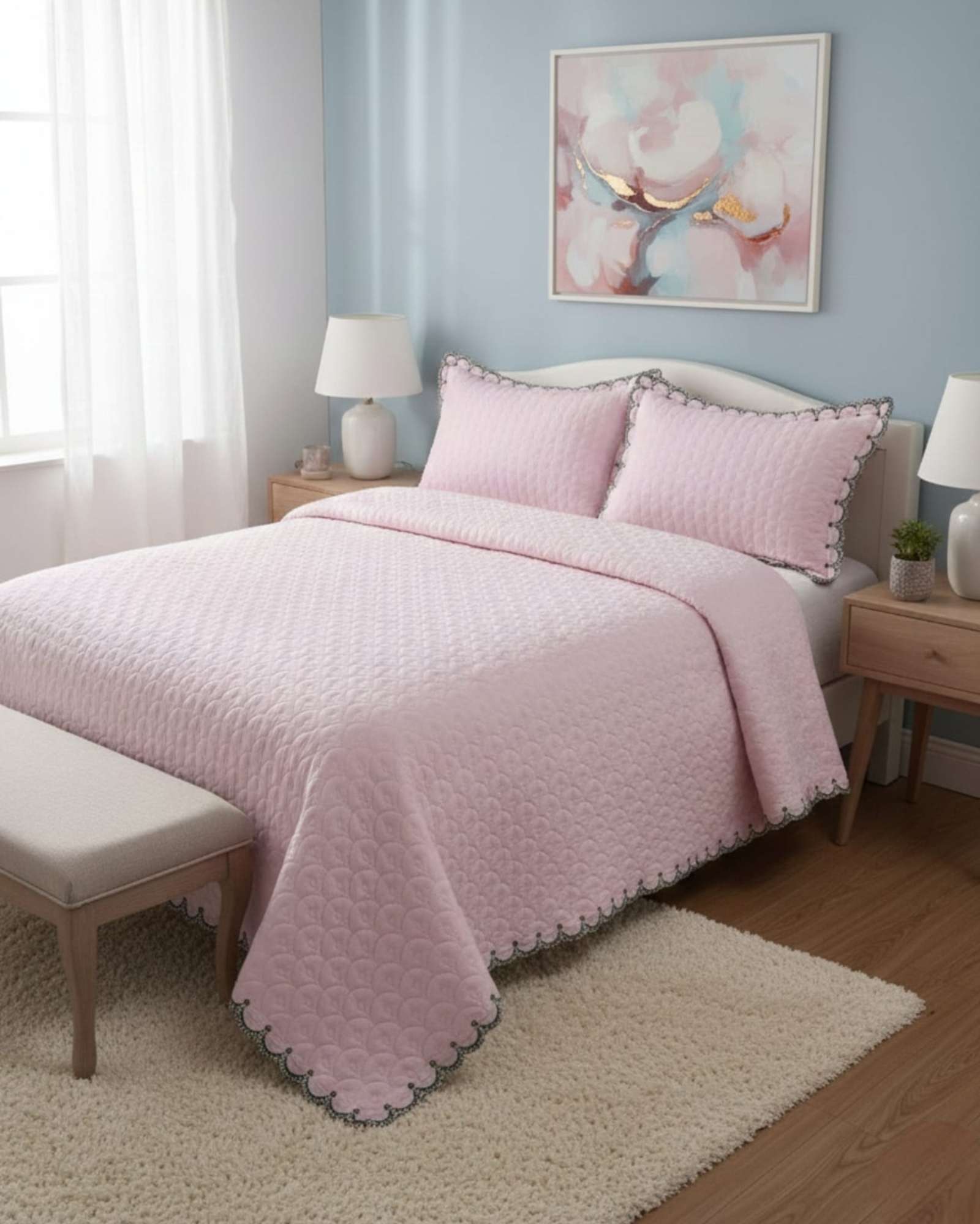 CUBRECAMAS QUILT BORDADOS 2 PLAZA EXTRA SUAVE - 2