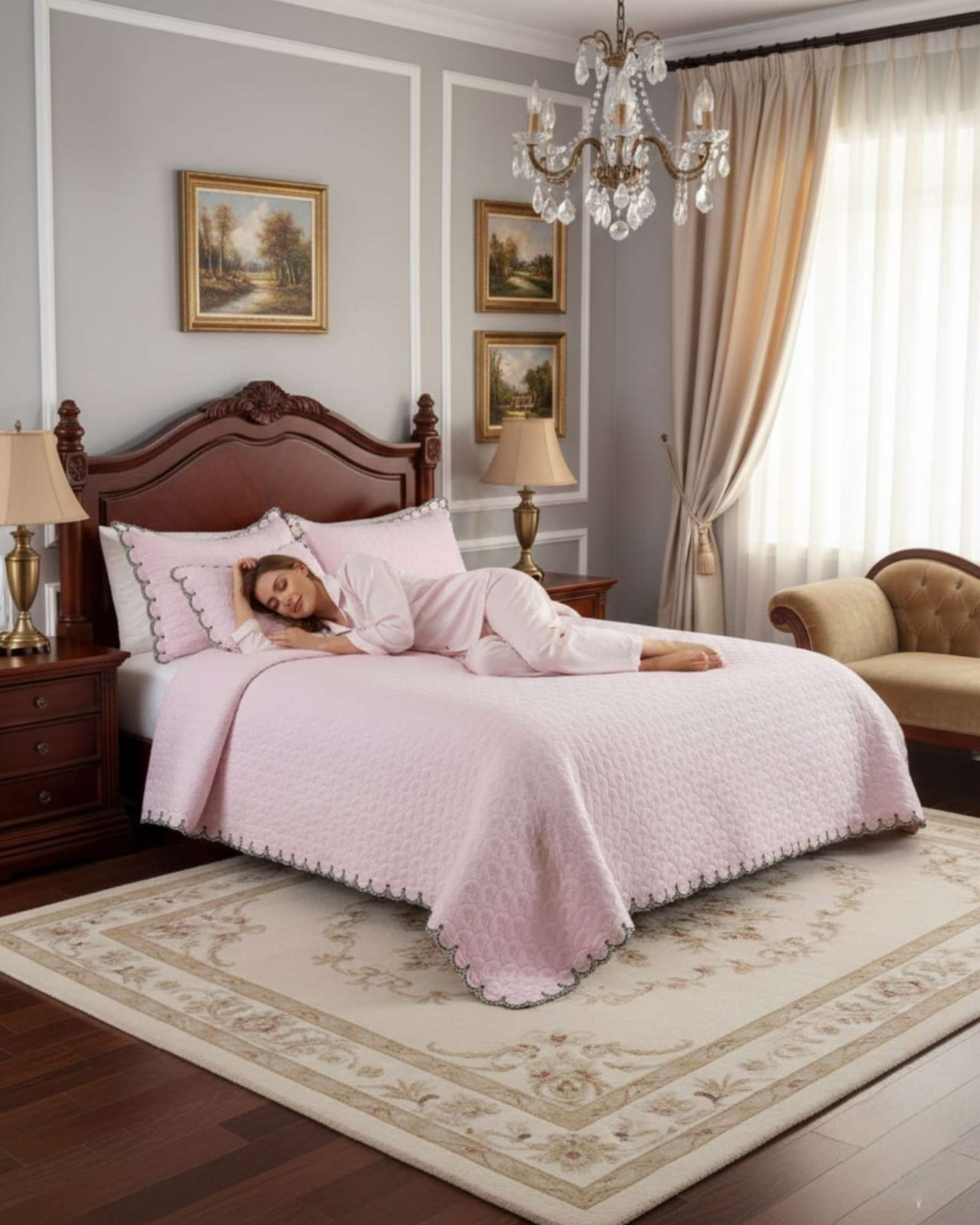 CUBRECAMAS QUILT BORDADOS 2 PLAZA EXTRA SUAVE - 4
