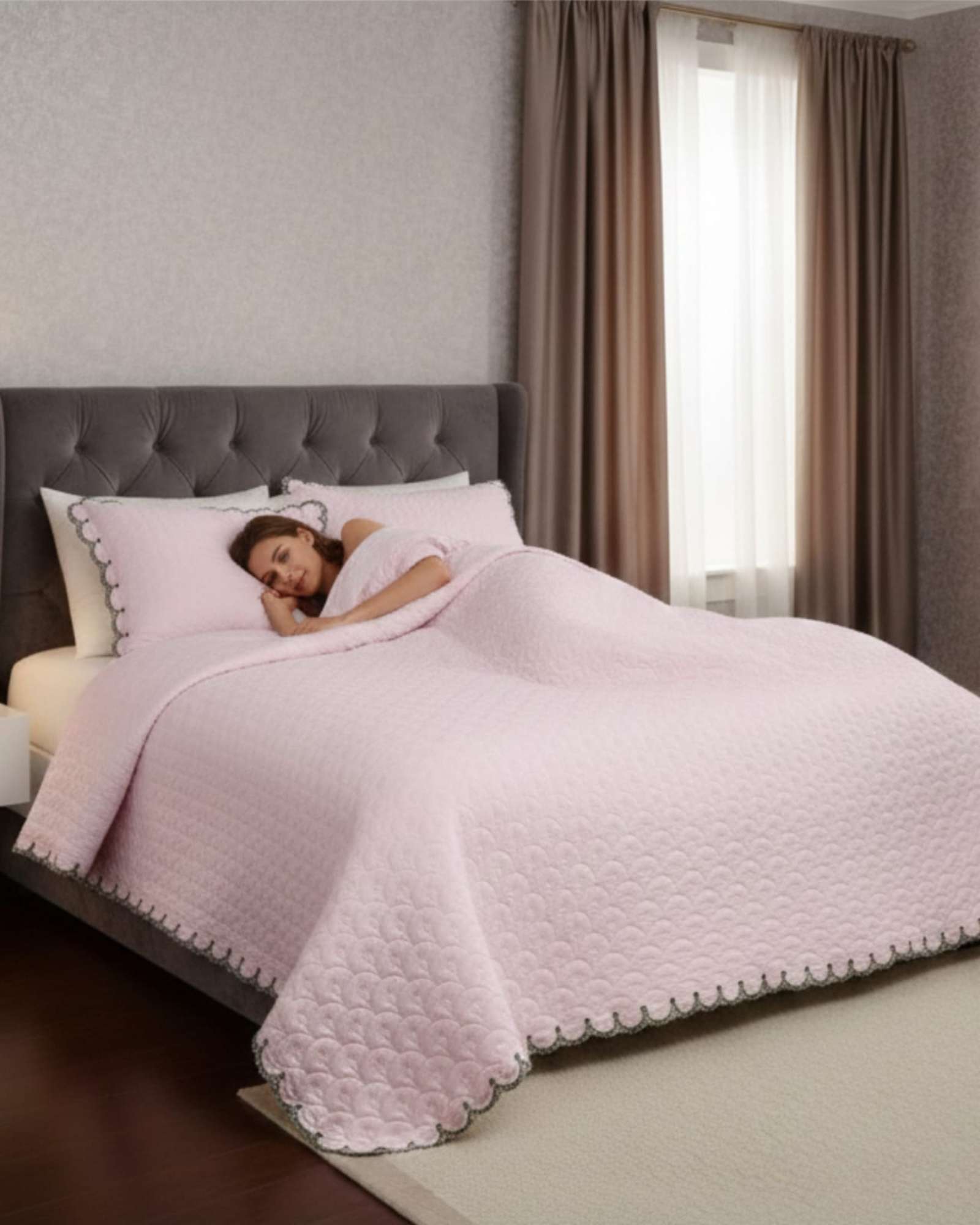 CUBRECAMAS QUILT BORDADOS 2 PLAZA EXTRA SUAVE - 5