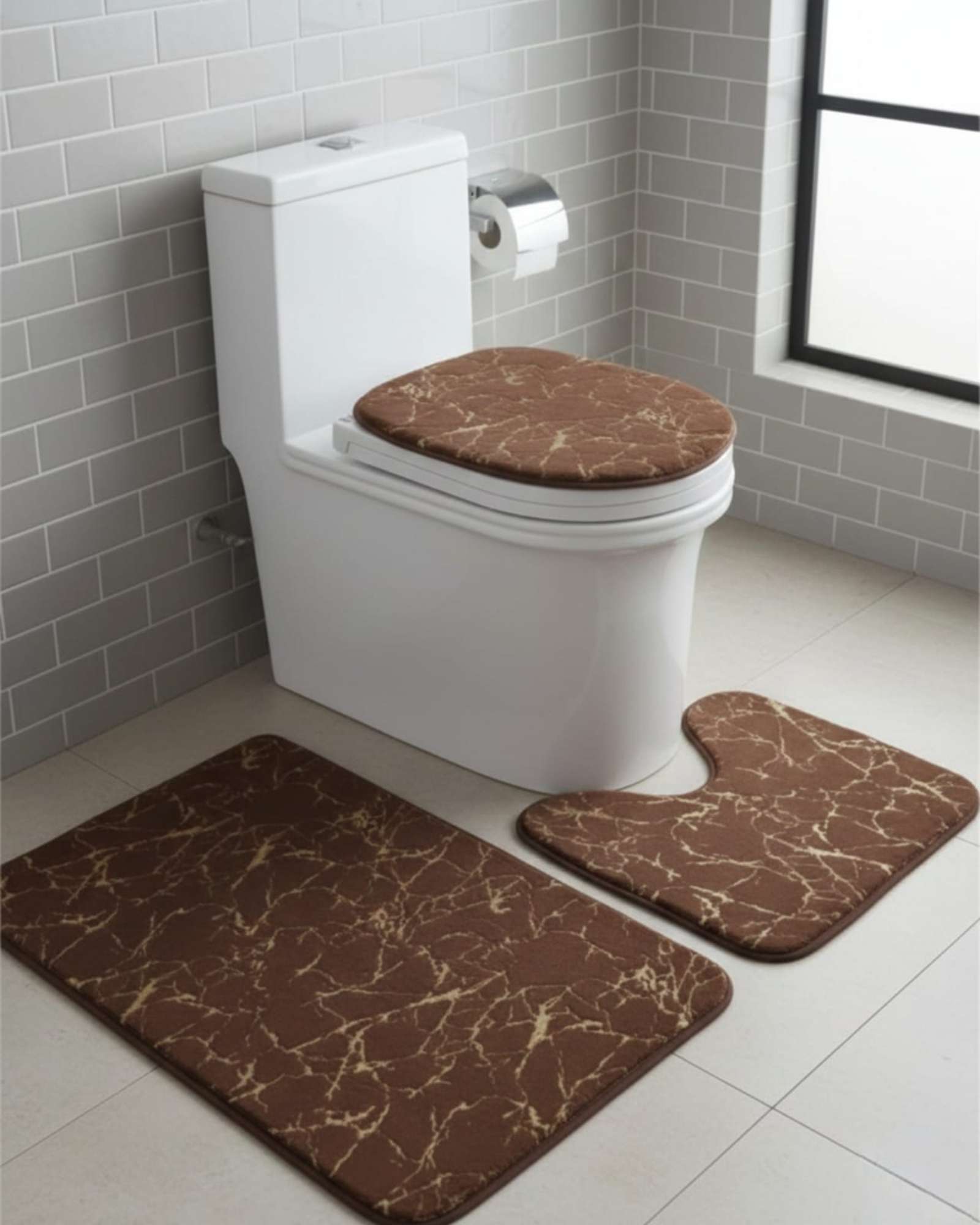 JUEGO DE ALFOMBRAS DE BAÑO 3 PIEZAS MARMOL SUAVE - 1