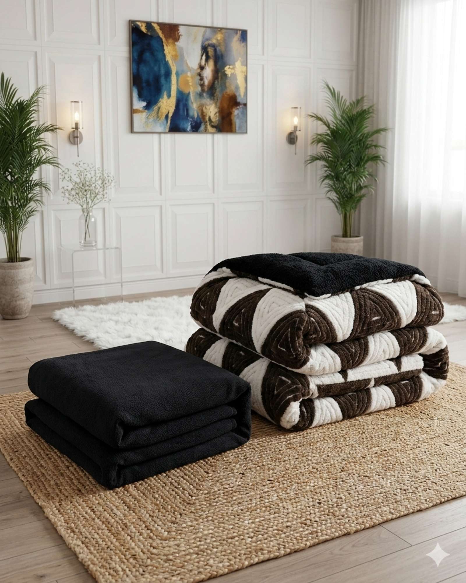 COMBO PLUMON CON SABANA DE POLAR KING MODELO JACQUARD CUTTING PREMIUM - 1