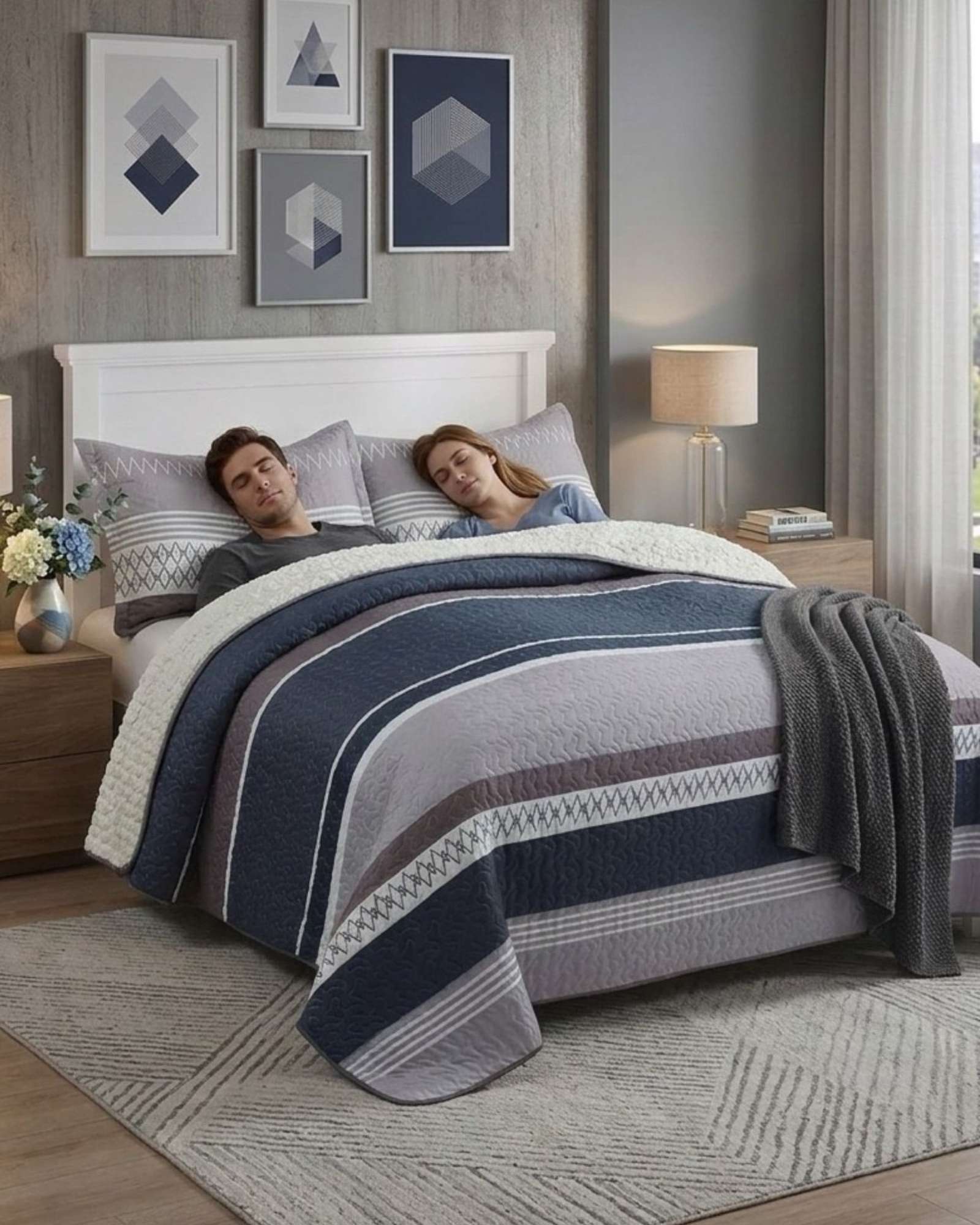 CUBRECAMA QUILT KING CON CHIPORRO DISEÑO ELEGANTE - 1
